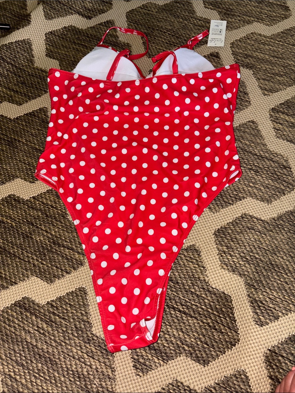 Cupshe Red & White Polka Dot One-Piece Swimsuit - Picture 3 of 4